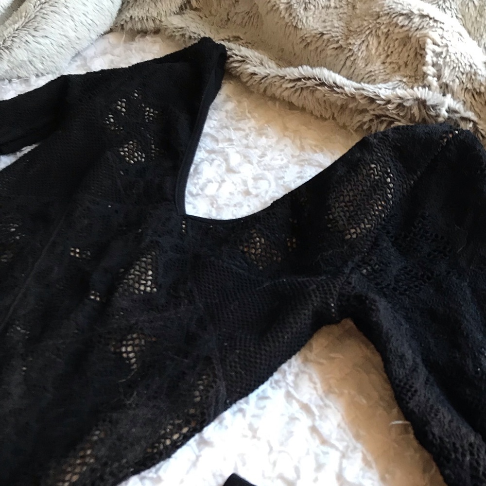 Bebe Black BodyCon Long Sleeve Lace Dress